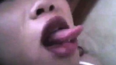 Asian Sissy wanking in bed