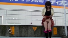 Japanese Crossdresser Outdoor Flashing.