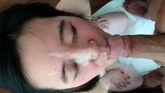 Cute Asian Blowjob and Facial