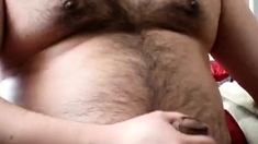 Chubby daddy bear jacking on cam