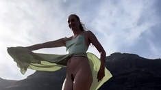 Blonde amateur enjoys the feeling of masturbating outdoors