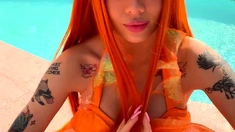 Big ass babe exposes her big boobs