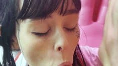 Skinny amateur sucks cock and fingers herself in pov scene
