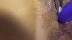 Close up solo beauty toying ass