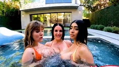 StrapOn Lesbian with big boobs fucks her blonde sexy GF