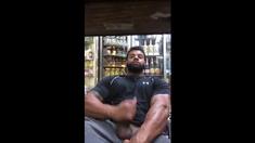 Black Stud Strokes His Big Cock Outdoors