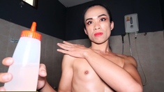 Farang shaved and fucked a ladyboy teen