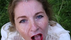 European amateur fucks a huge dick outdoors pov