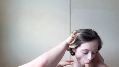 Beautiful Teen with Small Tits Sucks and Swallows