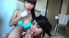 Horny Asian shemales sucking white dick