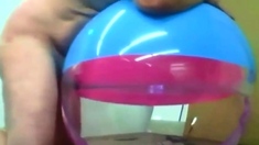 Daddy Plays with Inflatable Beach Ball Sex Toy