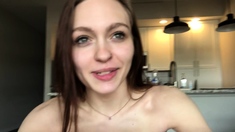 Very hot busty brunette solo masturbation on webcam