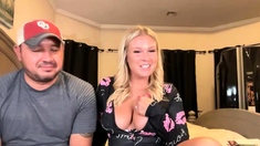 Sexy Blonde Babe With Big Boobs Strips Bra