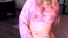 Tattood Shemale Tranny Plays With Ass During Masturbation
