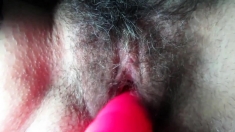 My hairy wife with a vibrator