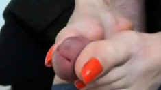 Long toenails footjob