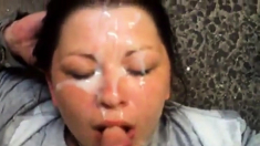 Huge cumshot on her face