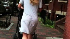 Jiggly Bubble Butt Milf Grey Skirt VPL