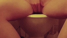 Classmate orgasm and moaning on toilette at houseparty