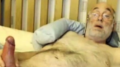 Bi Grandpa Plays With His Big Cock