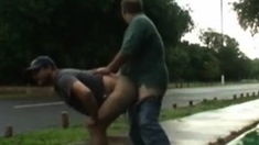 daddy and guy fucking outdoor near road